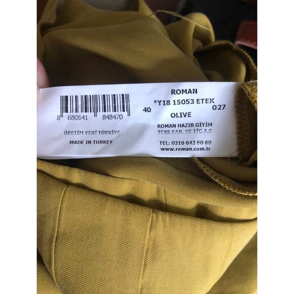 Roman Olive Pleated Wrap Midi High Waisted Skirt with side tie size 8 - Picture 10 of 12